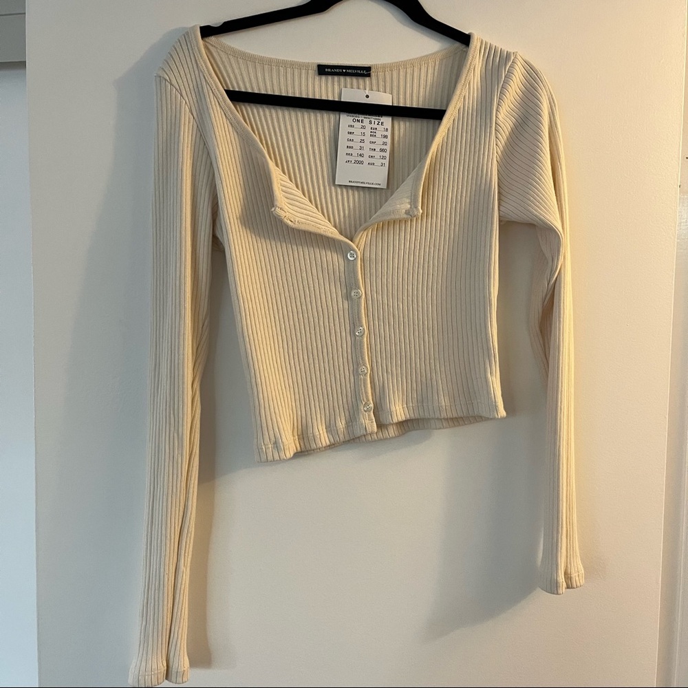 Brandy Melville ribbed Henley long sleeve